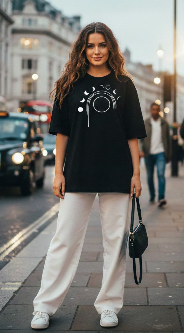 Women oversize moon