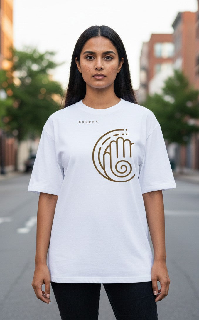 Women oversize Buddha