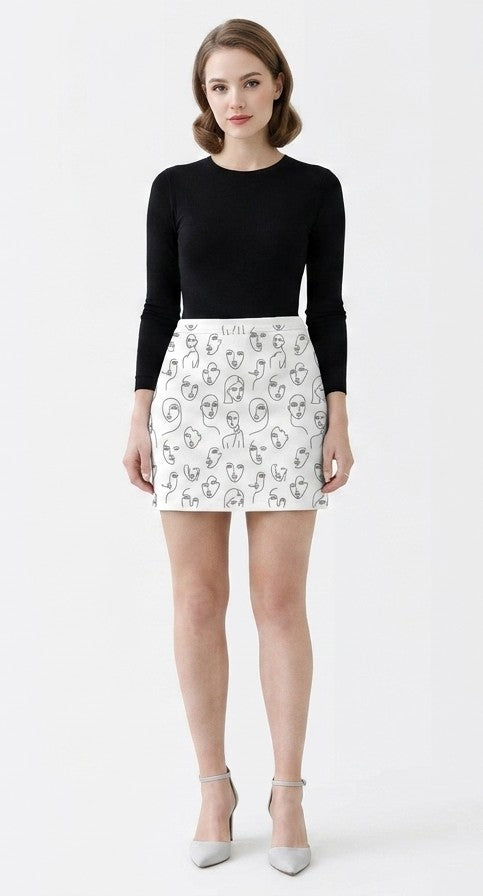 CottonX Art Motif Mini Skirt