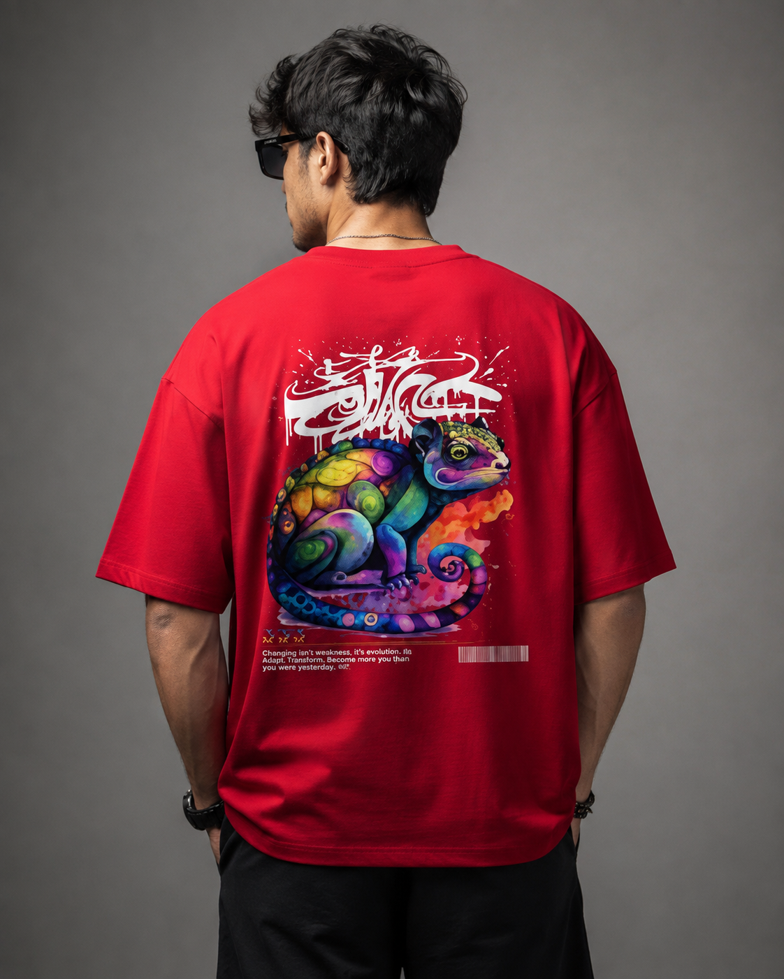 Men oversized chameleon